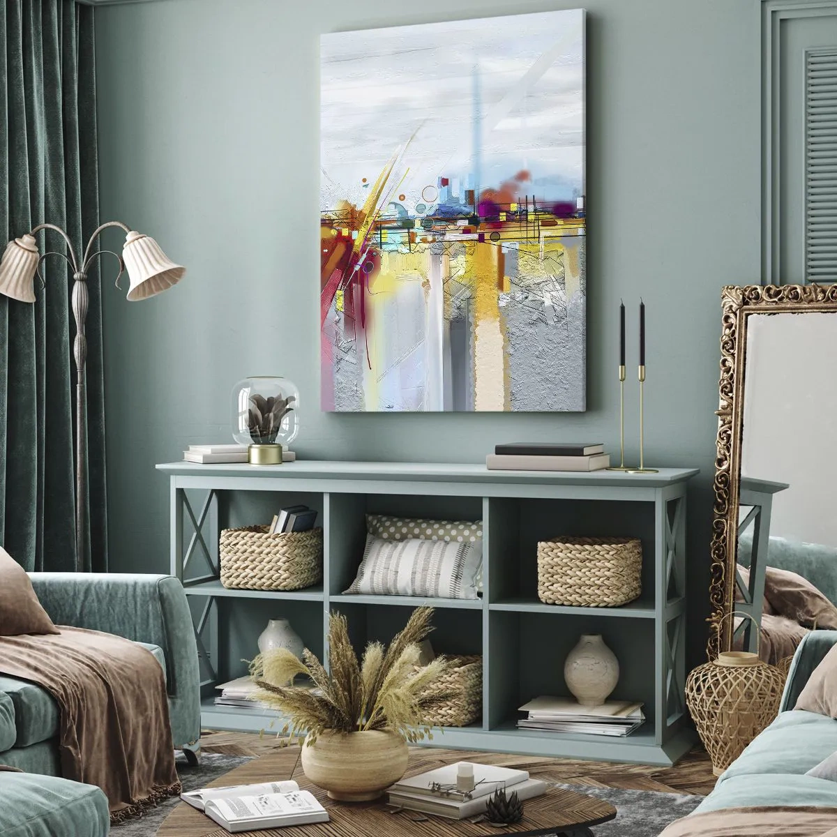 Cuadro sobre lienzo - Impresión de Imagen - Un puente de alegría sobre el río de la vida - 55x100 cm