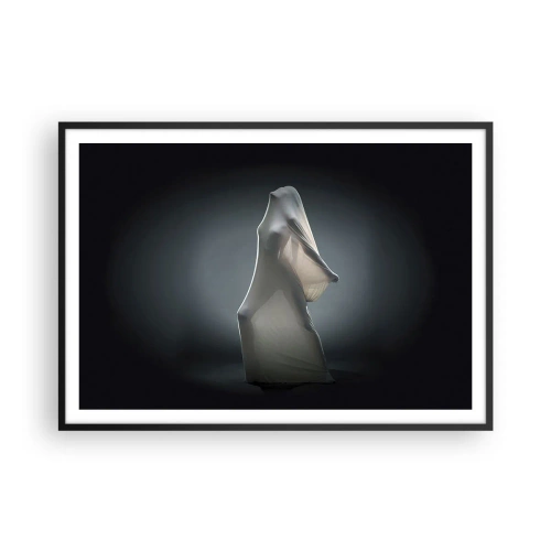 Póster en marco negro - Una figura en tela blanca sobre un fondo oscuro. - 100x70cm - Deseos ocultos - Decoración de pared moderna para salón y dormitorio ARTTOR