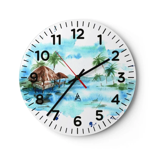 Reloj de pared - Reloj de vidrio - En algún lugar del Pacífico - 40x40 cm