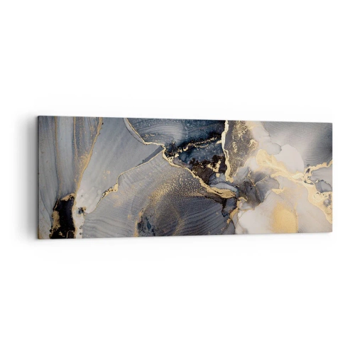 Cuadro sobre lienzo - Impresión de Imagen - Oro abstracto y gris sobre lienzo - 140x50cm - La vida de una piedra - Decoración de pared moderna para salón y dormitorio ARTTOR