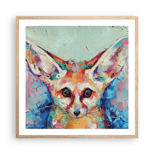 Póster en marco roble claro - Mirada penetrante - 60x60 cm