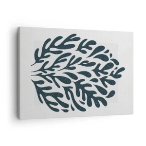 Cuadro sobre lienzo - Impresión de Imagen - Motivo de hoja abstracta oscura sobre un fondo claro - 70x50cm - Formas de la naturaleza - Decoración de pared moderna para salón y dormitorio ARTTOR