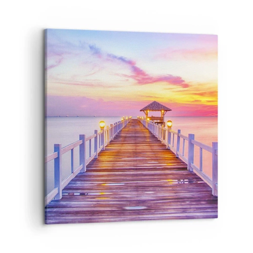 Cuadro sobre lienzo - Impresión de Imagen - El silencio lila-dorado de la tarde - 50x50 cm