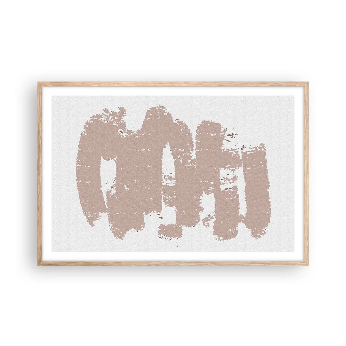 Póster en marco roble claro - Abstracción en rosa suave - 91x61 cm