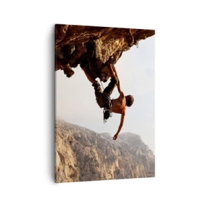 Cuadro sobre lienzo - Impresión de Imagen - Un escalador en un acantilado escarpado en las montañas bajo el sol. - 50x70cm - Un mundo en la roca - Decoración de pared moderna para salón y dormitorio ARTTOR