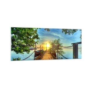 Cuadro sobre vidrio - Impresiones sobre Vidrio - Atardecer junto al agua - 100x40 cm