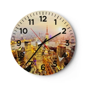 Reloj de pared - Reloj de vidrio - Sueño asiático - 30x30 cm