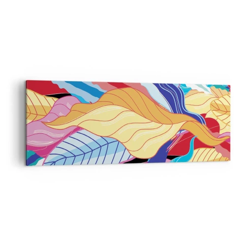 Cuadro sobre lienzo - Impresión de Imagen - Las hojas de colores vibrantes crean una composición dinámica. - 140x50cm - Desorden colorido - Decoración de pared moderna para salón y dormitorio ARTTOR