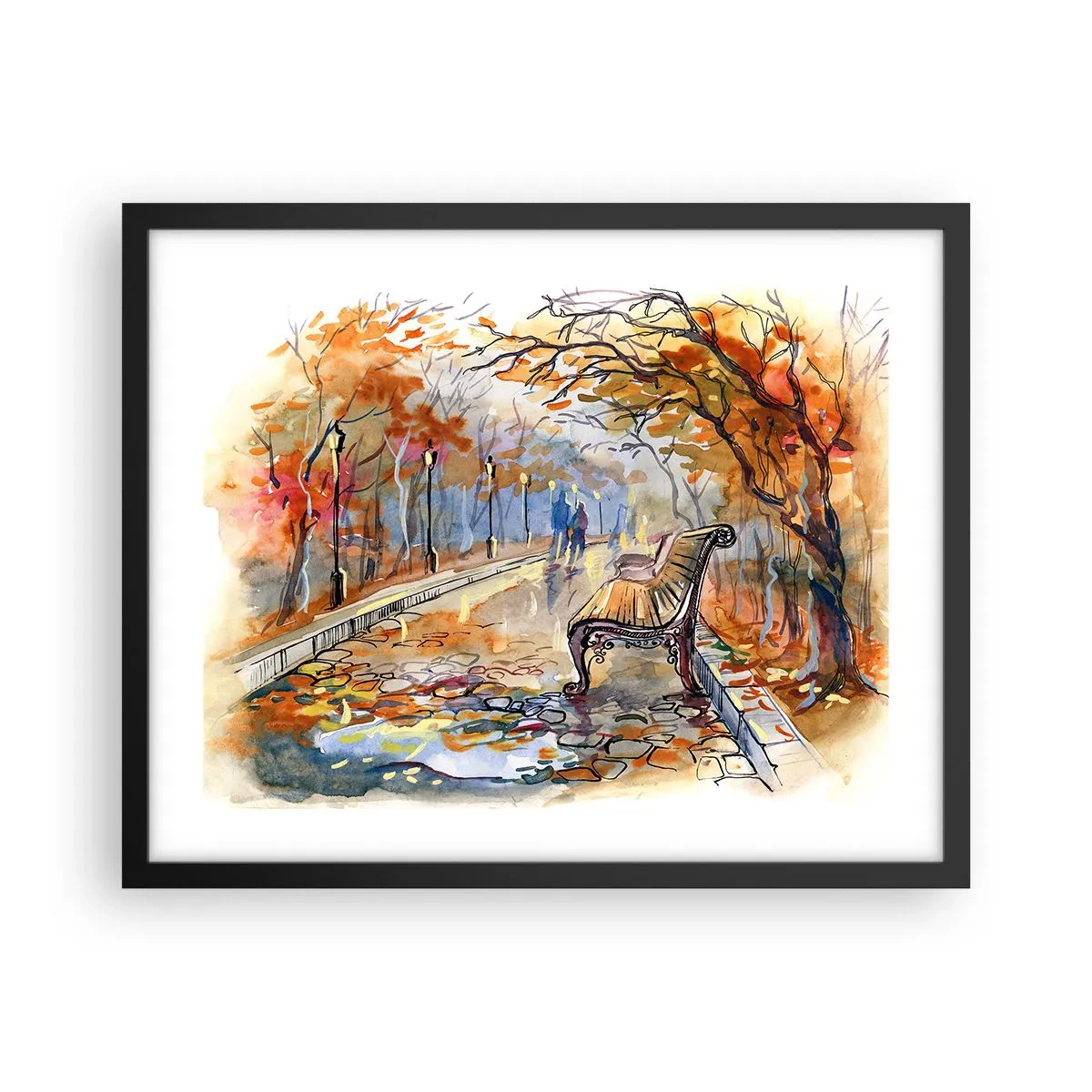 Póster en marco negro - Caminemos juntos hacia el otoño - 50x40 cm