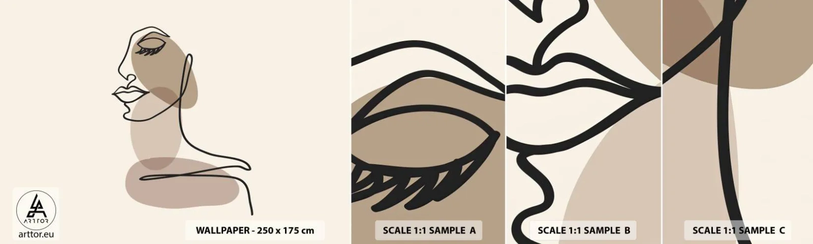 Muestra de fotomural autoadhesivo Deluxe Sticker - Escucharse a sí misma - Abstracción, cara de mujer, Gráficos - 100x30 cm