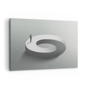 Cuadro sobre lienzo - Impresión de Imagen - Un hombre sobre una estructura gris y abstracta. - 100x70cm - Ser sabio no es una labor sencilla - Decoración de pared moderna para salón y dormitorio ARTTOR