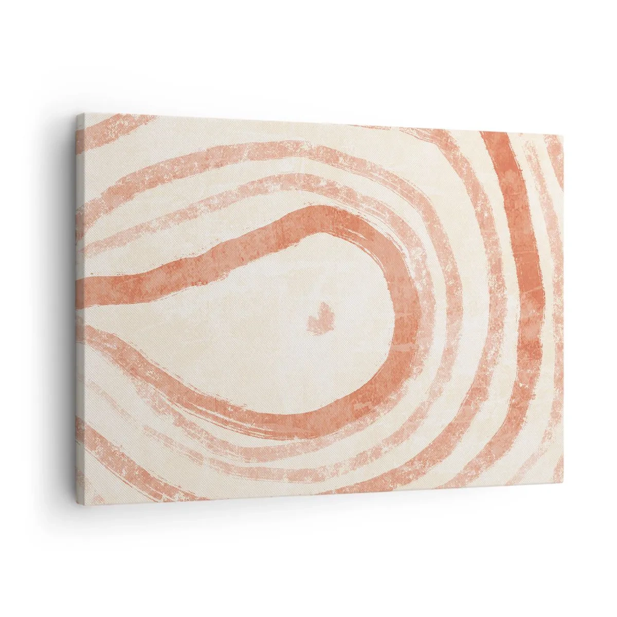 Cuadro sobre lienzo - Impresión de Imagen - Un motivo abstracto de líneas concéntricas en tonos terracota. - 70x50cm - Círculos de coral - composición - Decoración de pared moderna para salón y dormitorio ARTTOR