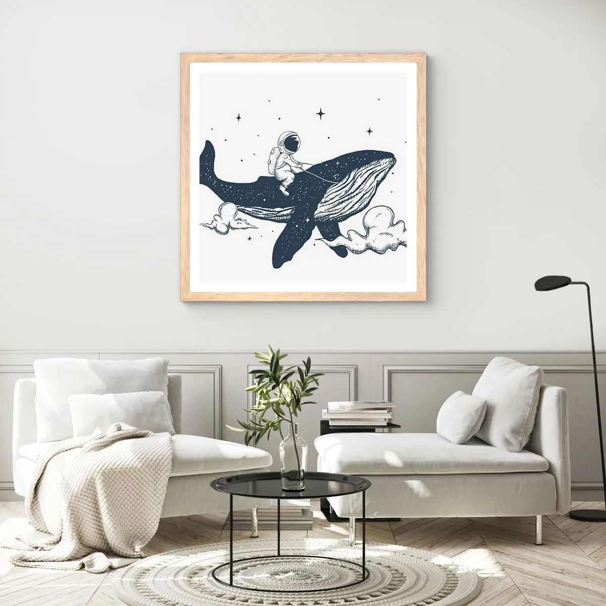 Póster en marco roble claro - Una aventura cósmica - 30x30 cm