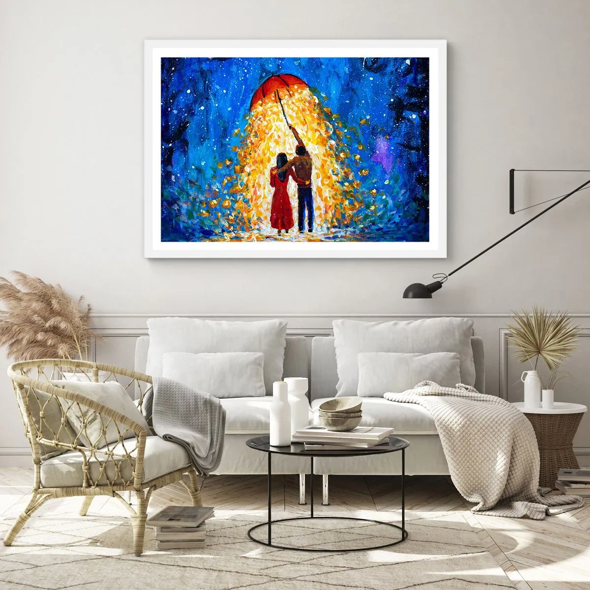 Póster en marco blanco - La magia de una tarde lluviosa - 100x70 cm