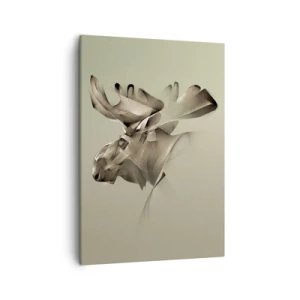 Cuadro sobre lienzo - Impresión de Imagen - Una imagen abstracta de un alce sobre un fondo minimalista. - 50x70cm - El suave poder de la paz - Decoración de pared moderna para salón y dormitorio ARTTOR