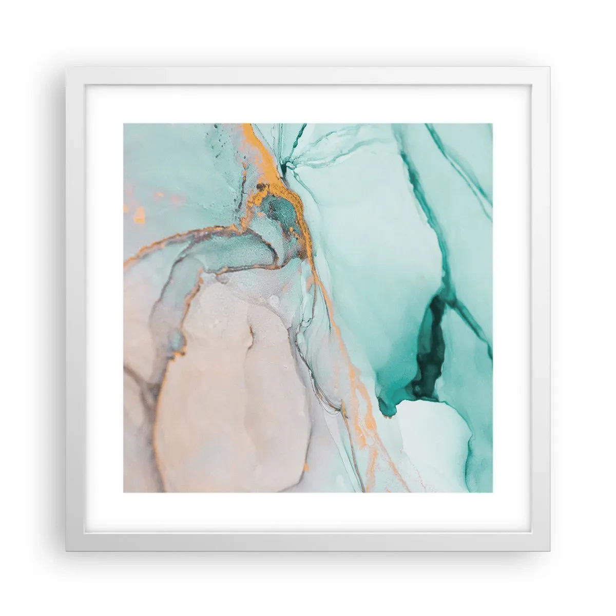 Póster en marco blanco - Danza de formas y colores - 40x40 cm