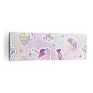 Cuadro sobre lienzo - Impresión de Imagen - Patrones pastel con dulces y postres. - 160x50cm - Cumplir años todos los días - Decoración de pared moderna para salón y dormitorio ARTTOR