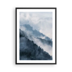 Póster en marco negro - Montañas brumosas cubiertas de bosque - 50x70cm - Misticismo de las montañas - Decoración de pared moderna para salón y dormitorio ARTTOR