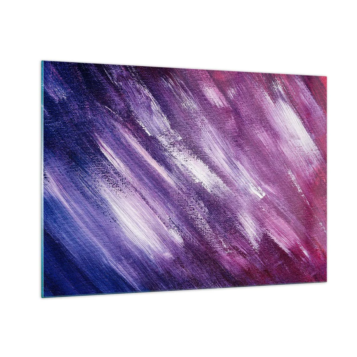 Cuadro sobre vidrio - Impresiones sobre Vidrio - Cuadro abstracto en tonos morados y blancos - 100x70cm - Cuando sopla el viento del sol - Decoración de pared moderna para salón y dormitorio ARTTOR