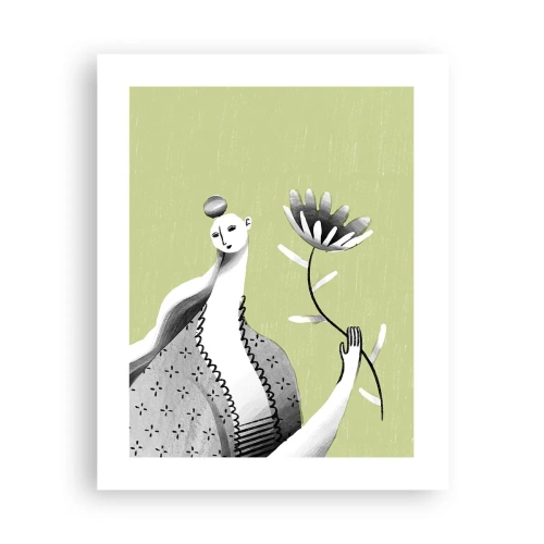 Póster - Retrato modernista - sosteniendo una flor - 40x50 cm