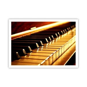 Póster - Teclado de piano con iluminación dorada - 100x70cm - Posibilidades ilimitadas - Decoración de pared moderna para salón y dormitorio ARTTOR