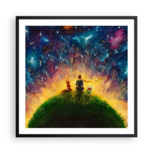 Póster en marco negro - Amor y amistad - lo único entero - 60x60 cm