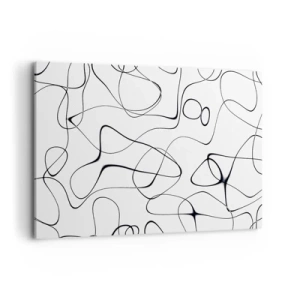 Cuadro sobre lienzo - Impresión de Imagen - Líneas negras abstractas sobre un fondo blanco en un estilo minimalista. - 120x80cm - Los caminos de la vida, las vicisitudes del destino - Decoración de pared moderna para salón y dormitorio ARTTOR
