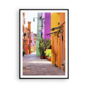 Póster en marco negro - El callejón arco iris - 70x100 cm