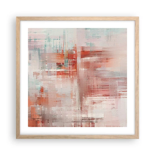 Póster en marco roble claro - Niebla rosa - 50x50 cm