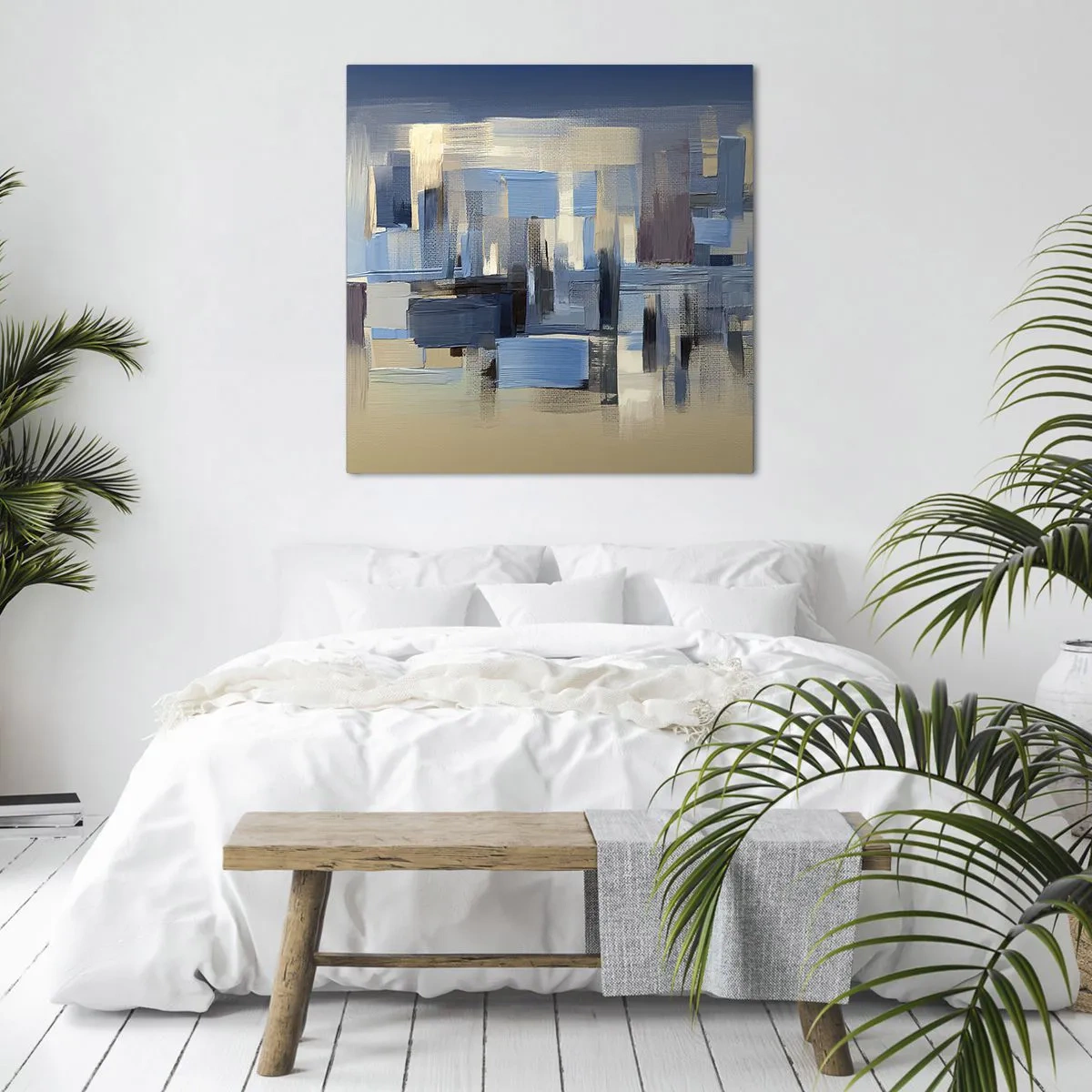 Cuadro sobre lienzo - Impresión de Imagen - Construcción azul - 40x40 cm