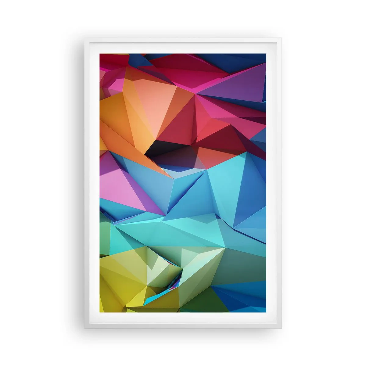 Póster en marco blanco - Origami arco iris - 61x91 cm