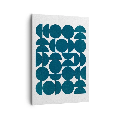 Cuadro sobre lienzo - Impresión de Imagen - Formas geométricas en tonos azul marino sobre fondo blanco. - 50x70cm - Círculos y semicírculos - Decoración de pared moderna para salón y dormitorio ARTTOR