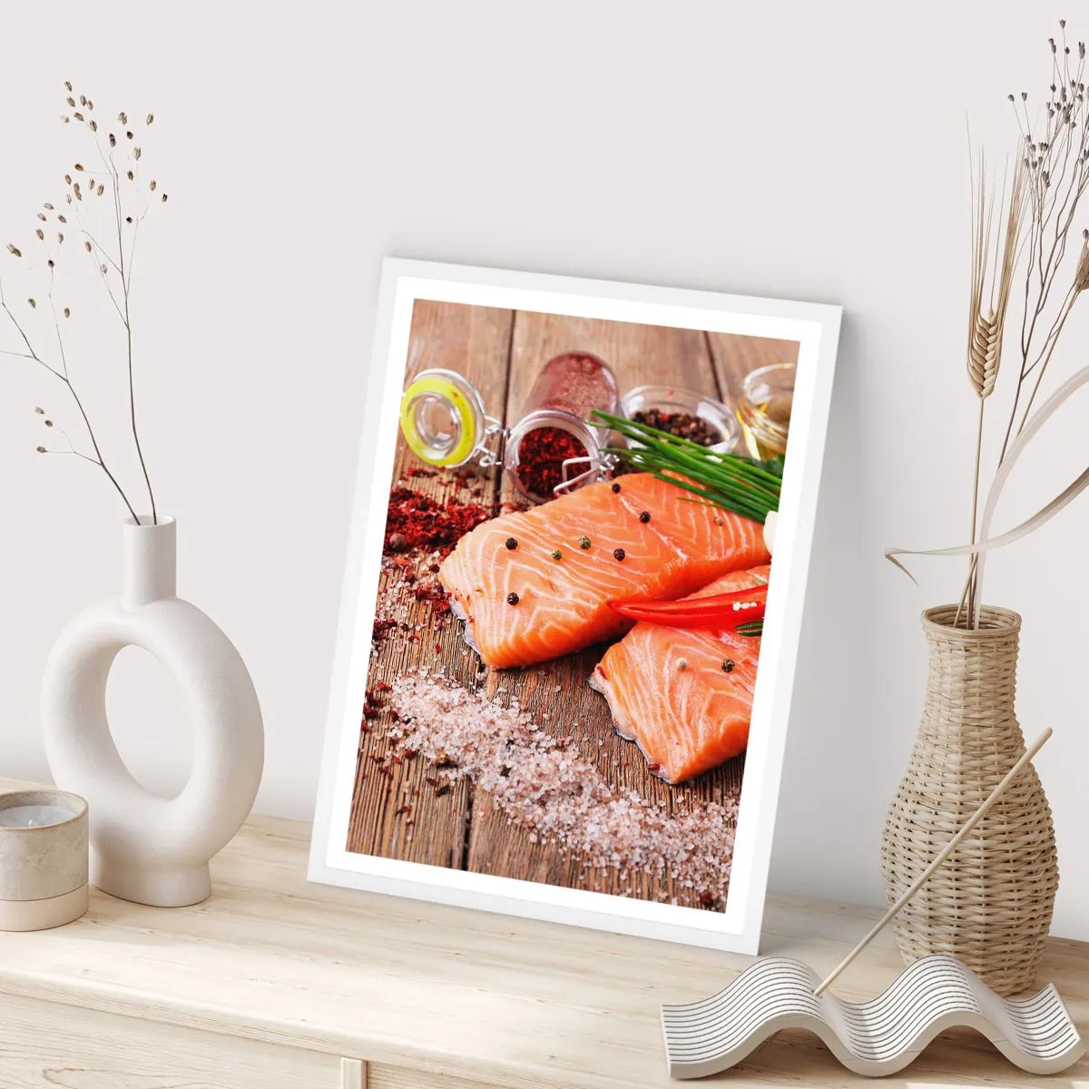 Póster en marco blanco - Una aventura noruega en la cocina - 50x70 cm
