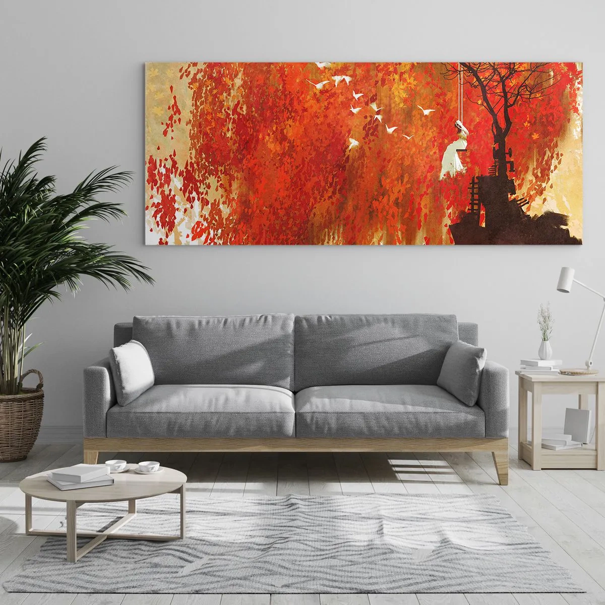 Cuadro sobre vidrio - Impresiones sobre Vidrio - ¿Volará con ellos? - 100x40 cm