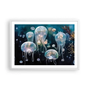 Póster en marco blanco - Globos submarinos - 70x50 cm