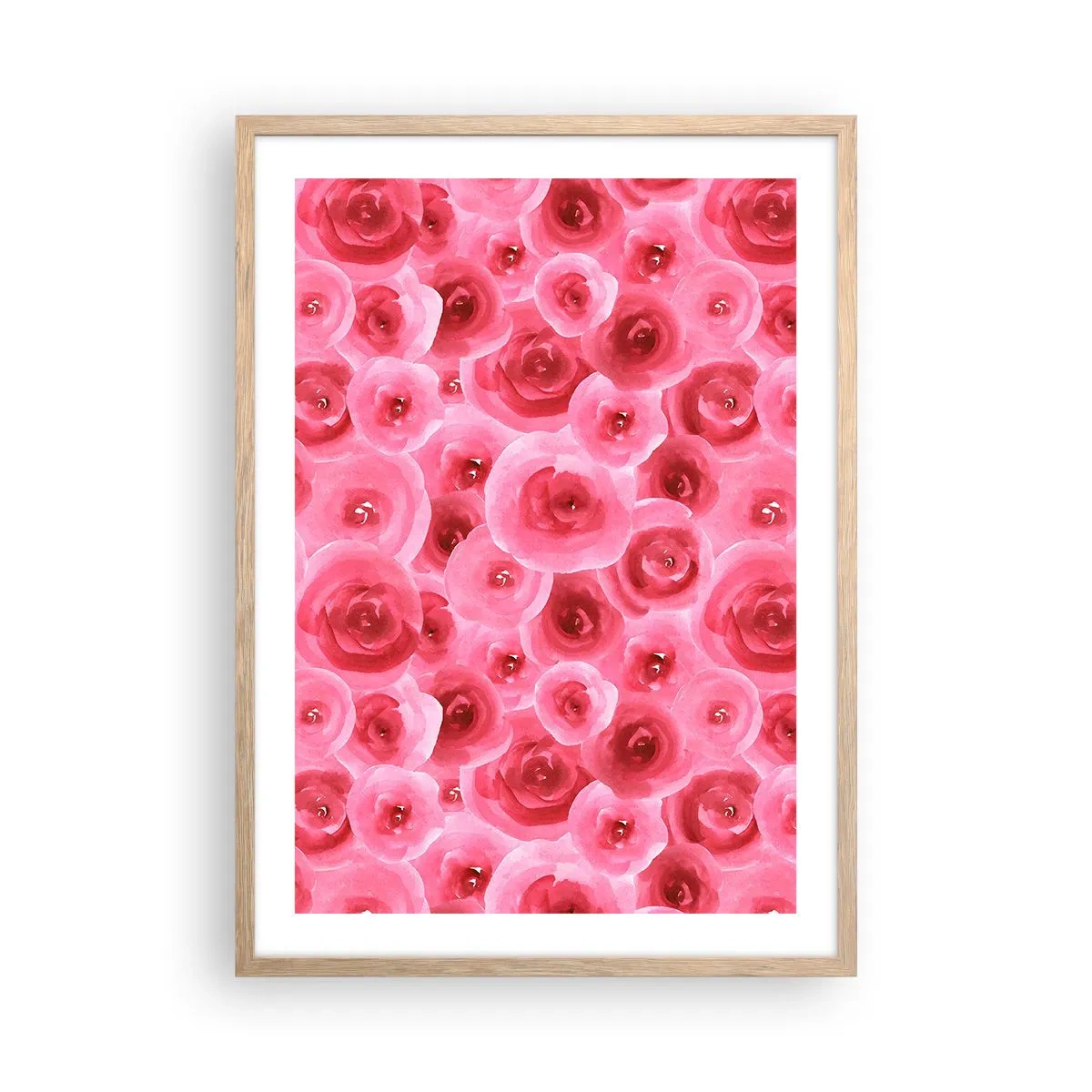 Póster en marco roble claro - Rosas abajo y arriba - 50x70 cm