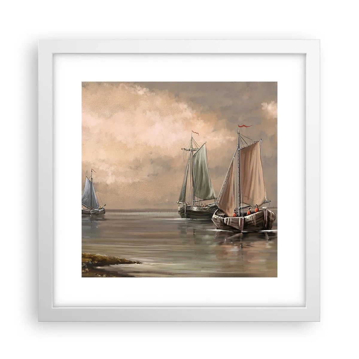 Póster en marco blanco - El regreso de los marineros - 30x30 cm