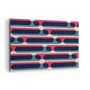 Cuadro sobre lienzo - Impresión de Imagen - Patrón geométrico retro con colores pastel. - 120x80cm - Profundidad y relieve - Decoración de pared moderna para salón y dormitorio ARTTOR