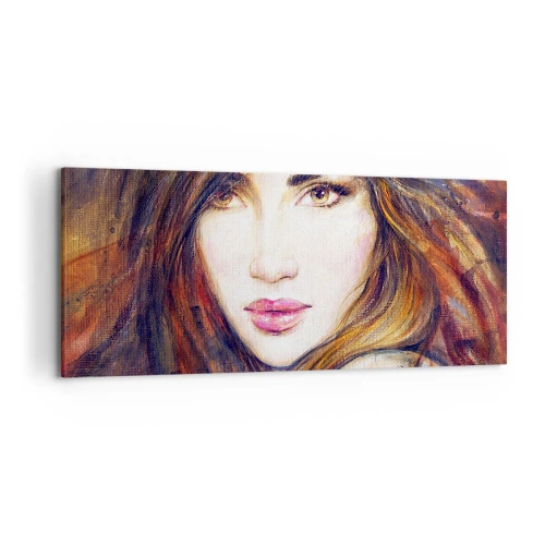 Cuadro sobre lienzo - Impresión de Imagen - Retrato de una mujer en estilo pictórico. - 120x50cm - Veo tus pensamientos - Decoración de pared moderna para salón y dormitorio ARTTOR