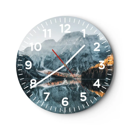 Reloj de pared - Reloj de vidrio - Paisaje en el espejo - 40x40 cm