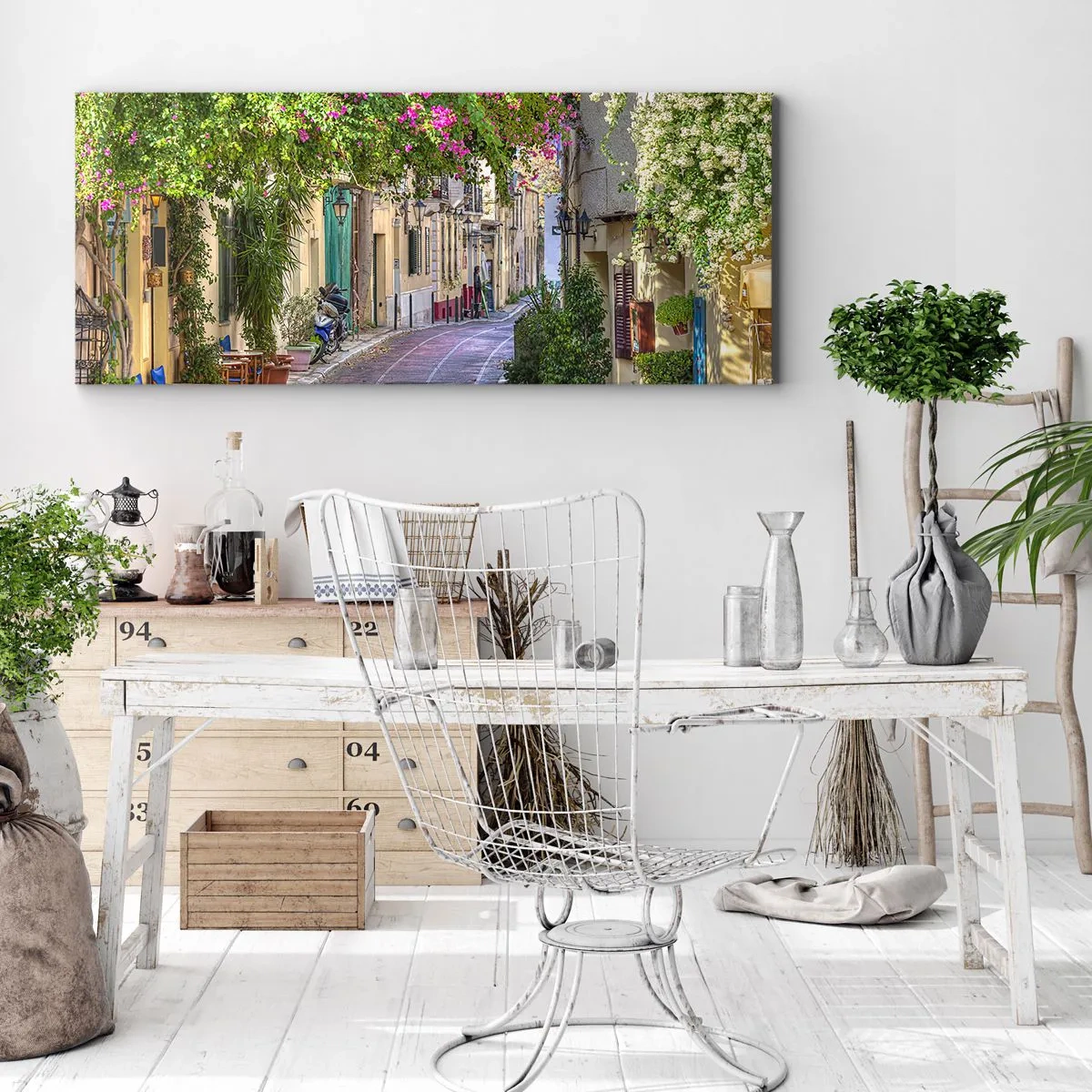 Cuadro sobre lienzo - Impresión de Imagen - Un callejón floreciente - 100x40 cm