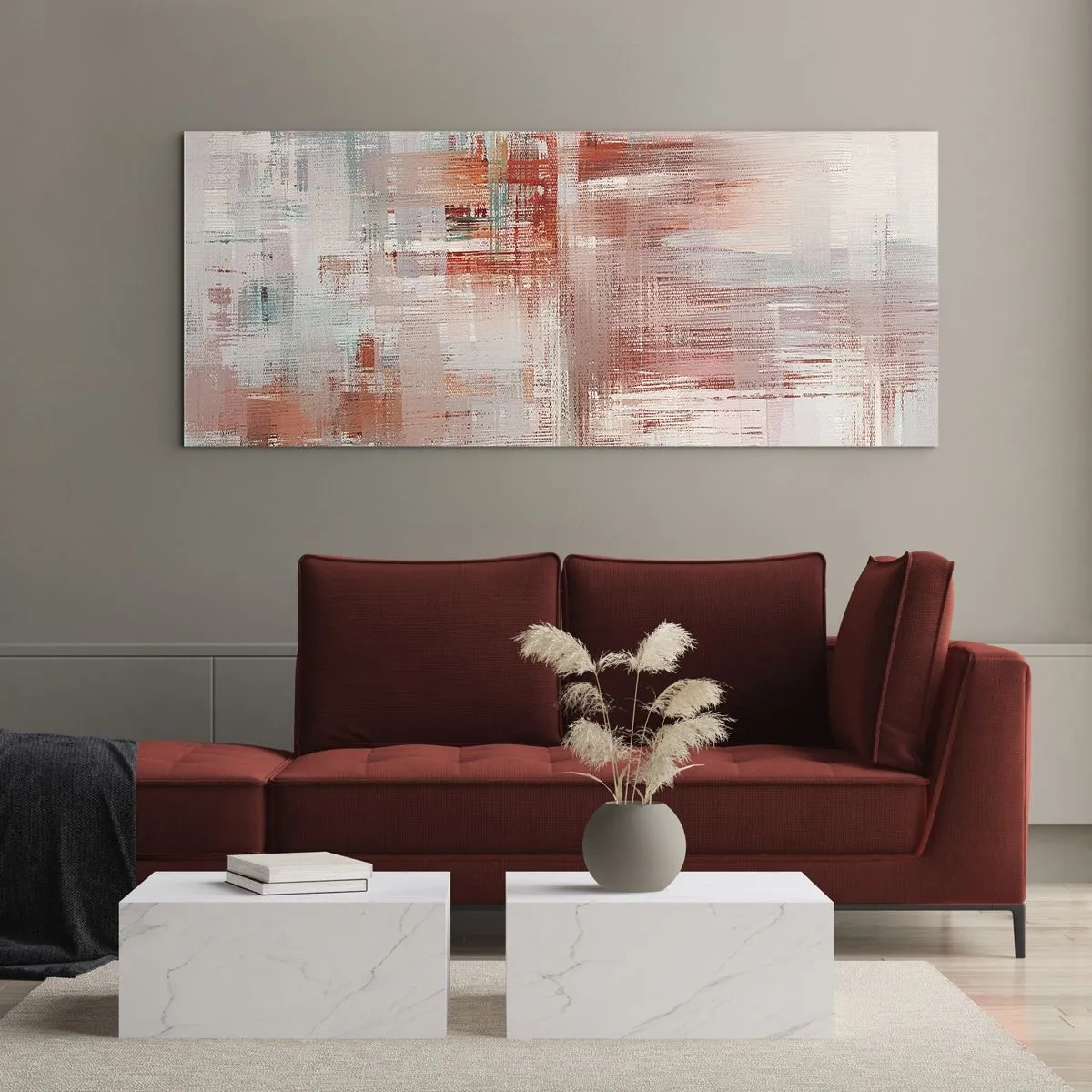 Cuadro sobre vidrio - Impresiones sobre Vidrio - Niebla rosa - 100x40 cm