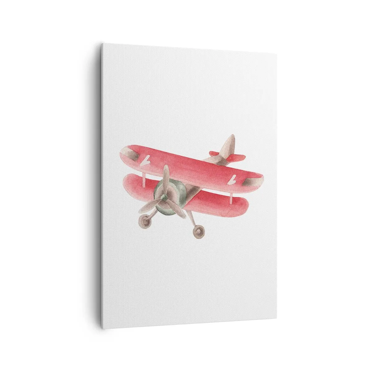 Cuadro sobre lienzo - Impresión de Imagen - Avión retro rojo sobre fondo blanco - 70x100cm - Listo para surcar los cielos - Decoración de pared moderna para salón y dormitorio ARTTOR