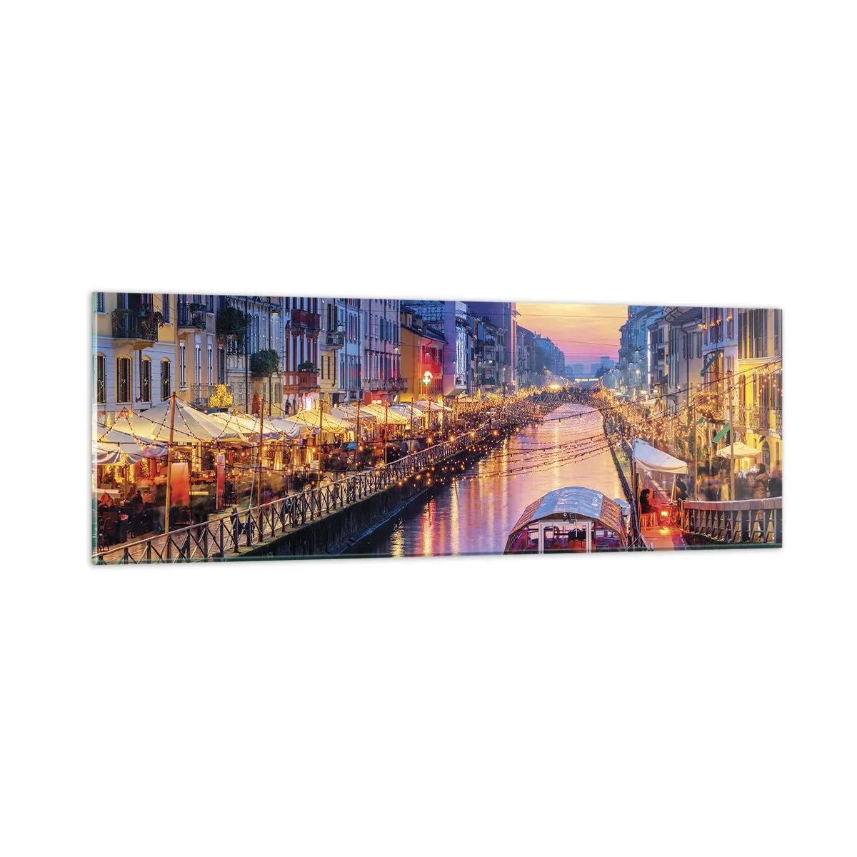 Cuadro sobre vidrio - Impresiones sobre Vidrio - Una noche de luz y diversión - 90x30 cm