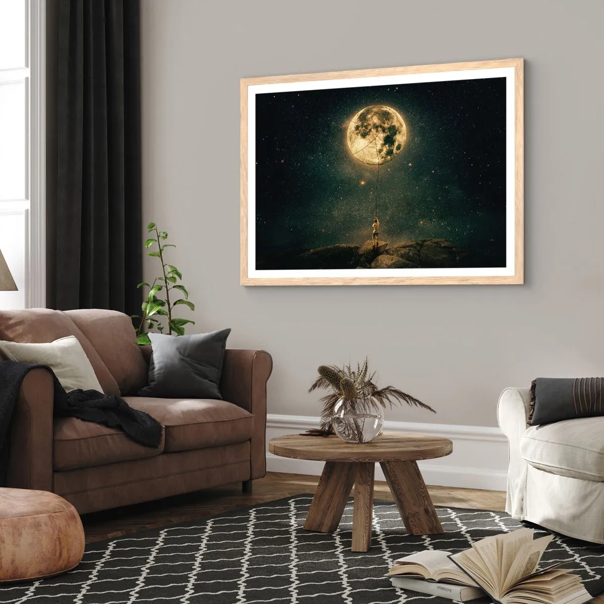 Póster en marco roble claro - El que robó la luna - 70x50 cm