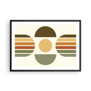 Póster en marco negro - Composición geométrica con semicírculos y rayas en tonos tierra. - 70x50cm - Los tonos de la tierra - Decoración de pared moderna para salón y dormitorio ARTTOR