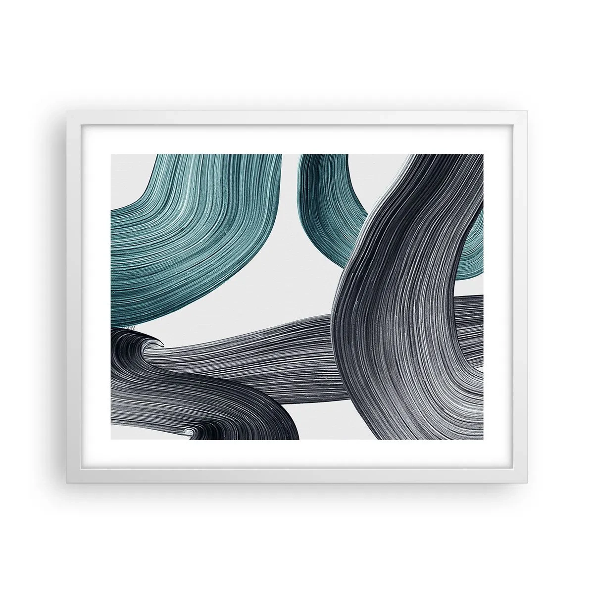 Póster en marco blanco - Senderos esmeralda y negro - 50x40 cm