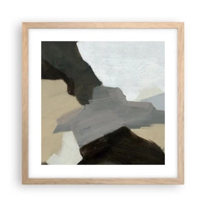 Póster en marco roble claro - Abstracción: partes del gris - 40x40 cm