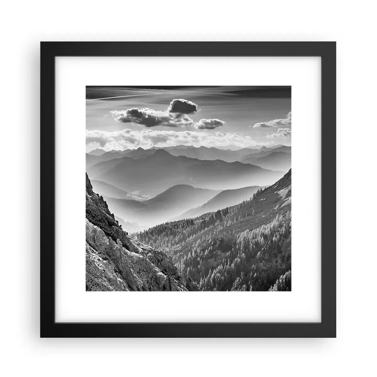 Póster en marco negro - Hasta el horizonte - 30x30 cm