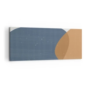 Cuadro sobre lienzo - Impresión de Imagen - Una composición geométrica minimalista en tonos azules y naranjas. - 120x50cm - Óvalos e influencias - Decoración de pared moderna para salón y dormitorio ARTTOR